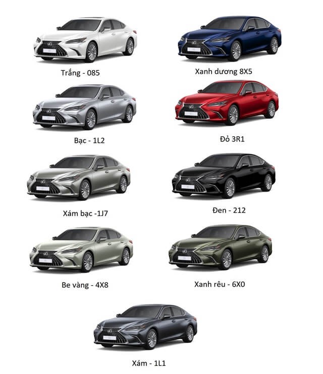 Bảng màu của Lexus ES250 2024