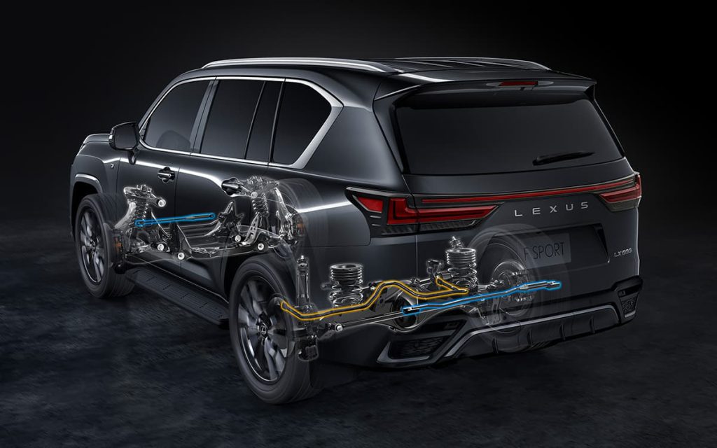 LX600 F-Sport được trang bị thêm thanh cân bằng giảm chấn phía trước/phía sau